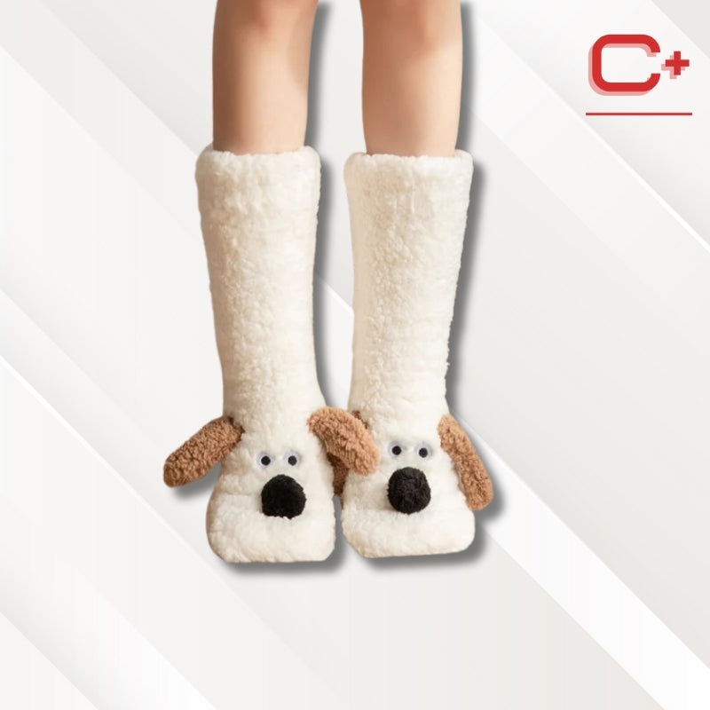 Chaussettes chaussons animaux | Femme