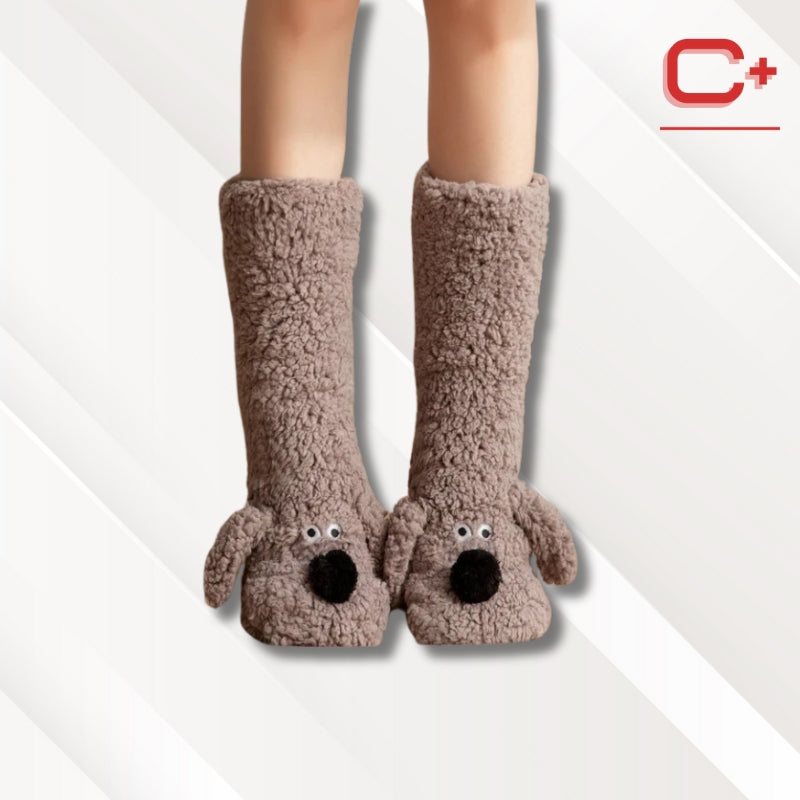 Chaussettes chaussons animaux | Femme