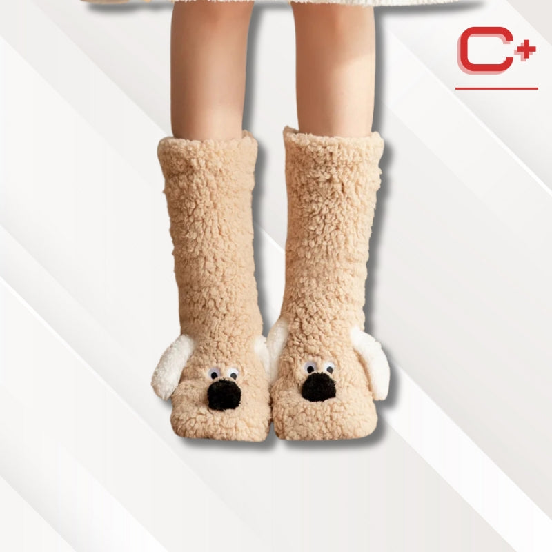 Chaussettes chaussons animaux | Femme